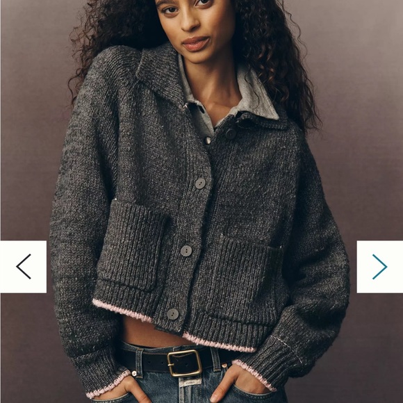 Anthropologie The Jesse Dog Icon Cardigan Sweater Pilcro XL French Bulldog NWT - Picture 3 of 8